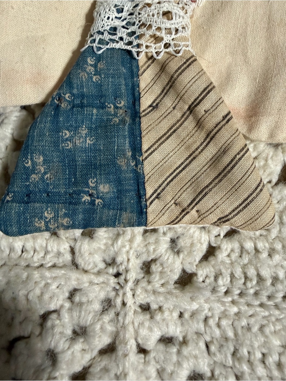 Handmade vintage Patchwork Quilt Angel Ornament NWT gift
